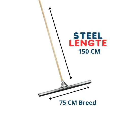 Synx Tools Schrobbezem Union Luiwagen + Werkhandborstel & Vloertrekker 75cm met steel set van 2 – Harde haren – Duurzame houten steel – Streeploos resultaat – Lengte 150cm
