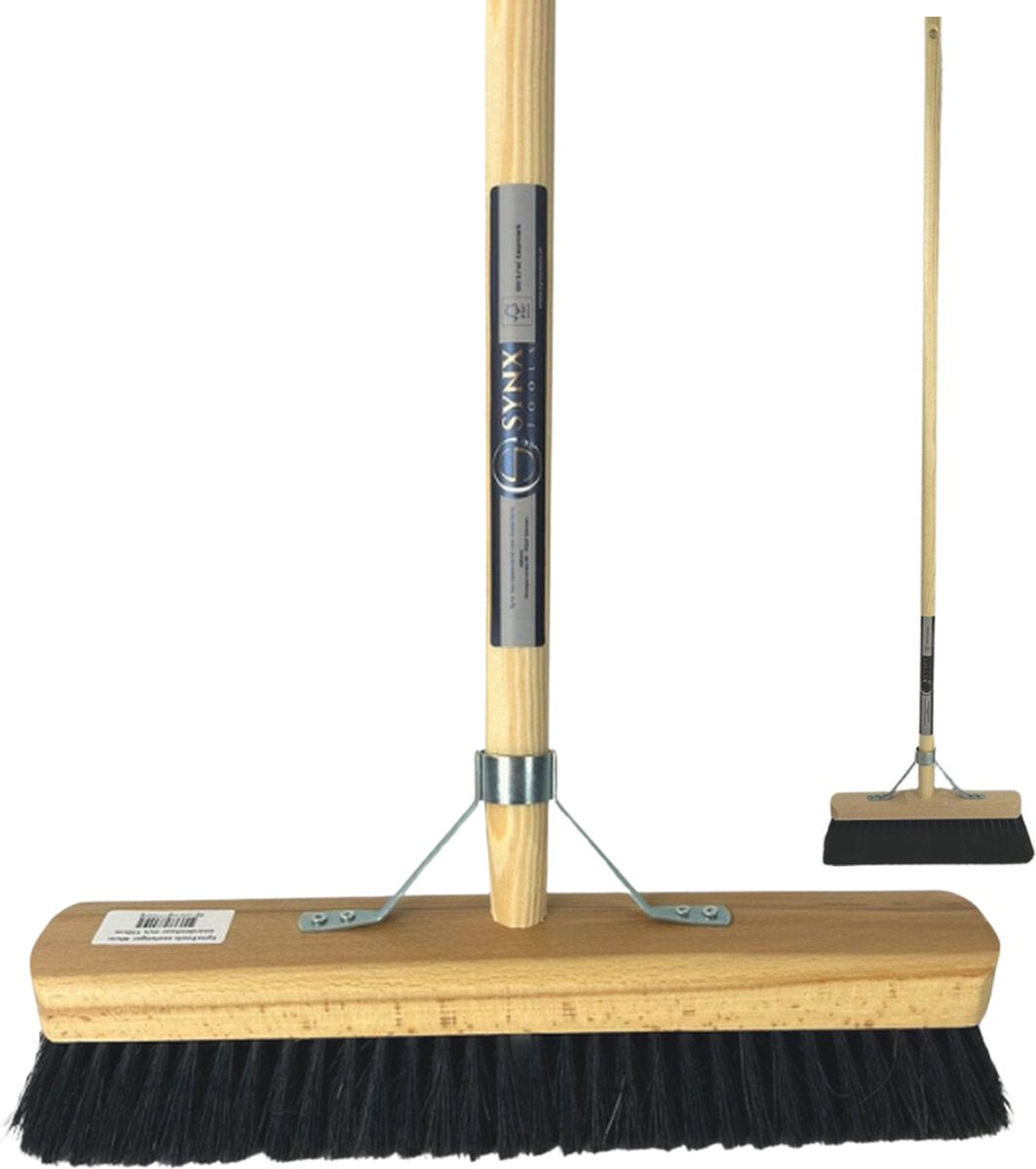 Zaalveger 40cm Zaalbezem | Paardenhaar | Binnenbezem met steel 150cm