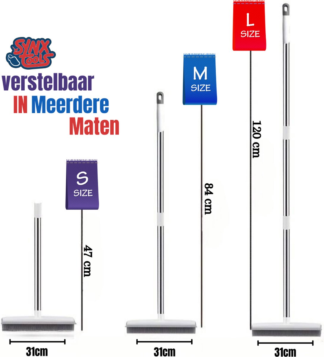 Synx Tools 2 in 1 Rubberen bezem - binnen & buiten - bezem - binnenbezem