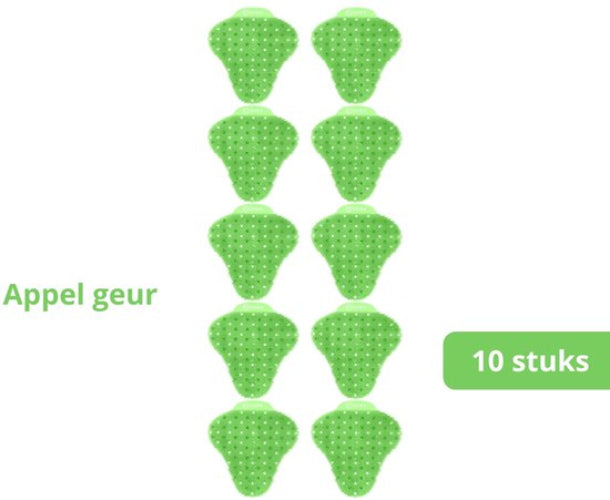 10 groene urinoirroosters met een witte achtergrond
