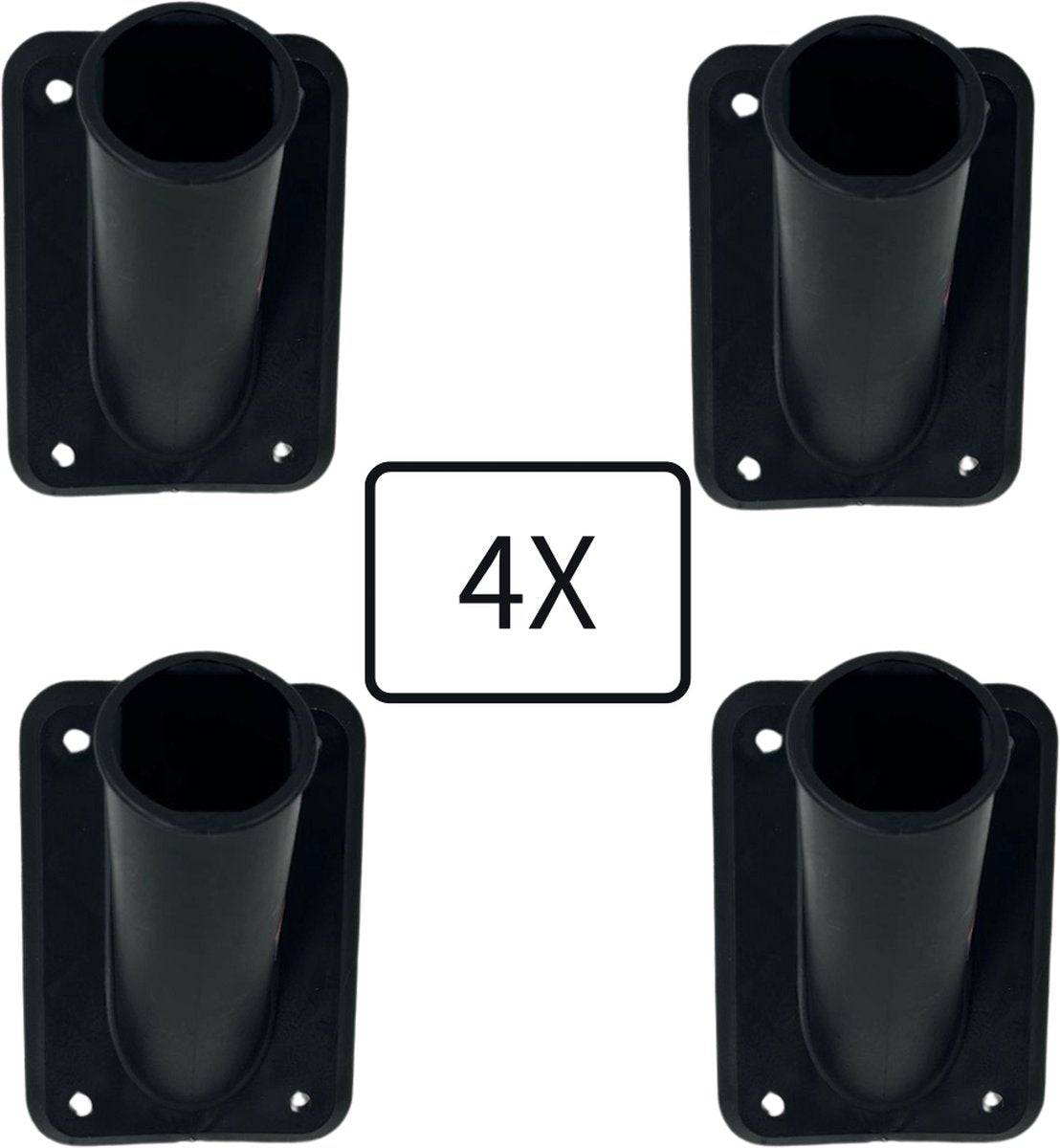 Set van 4 zwarte kunststof vlaggenstokhouders