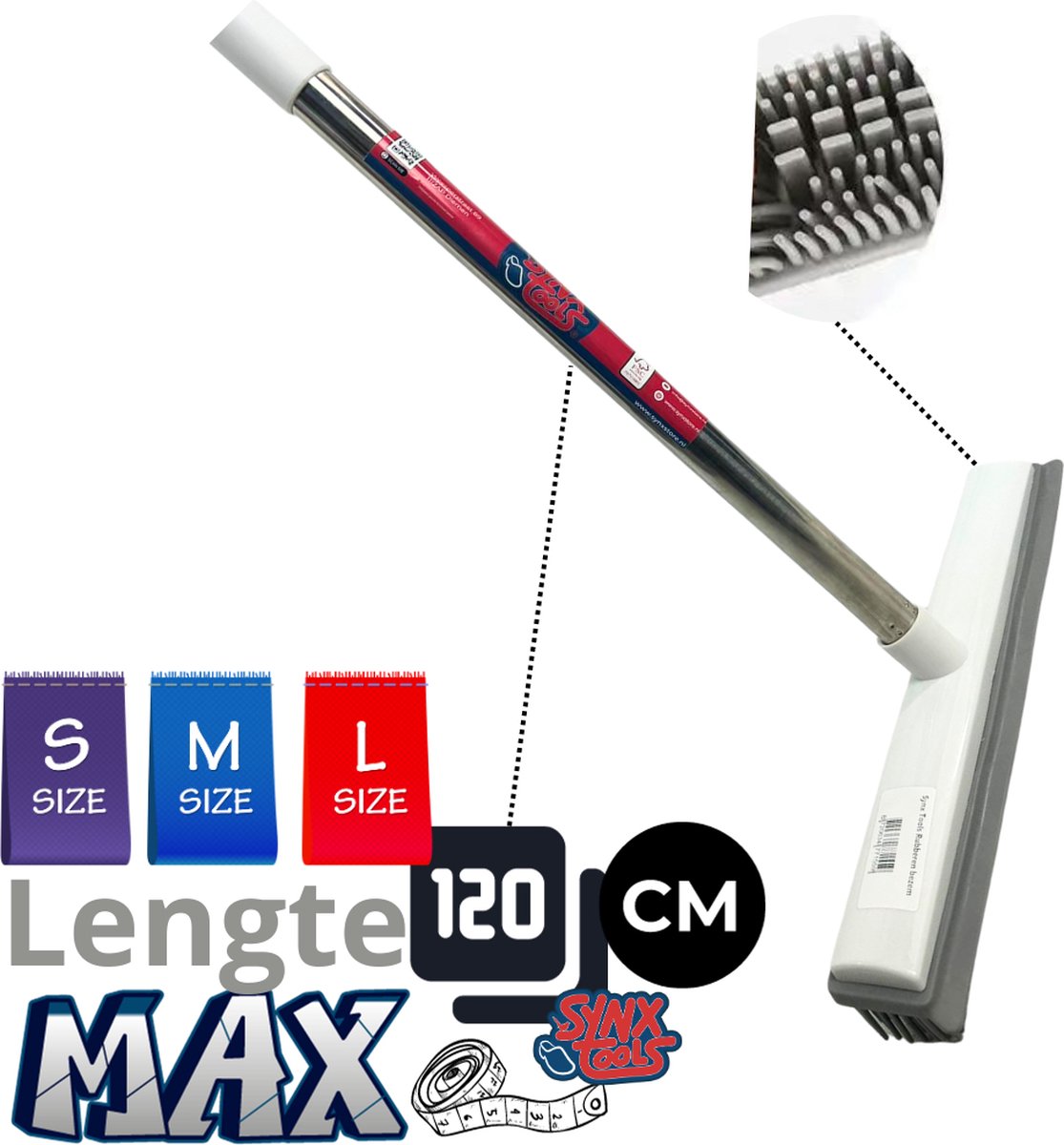 Synx Tools 2 in 1 Rubberen bezem - binnen & buiten - bezem - binnenbezem