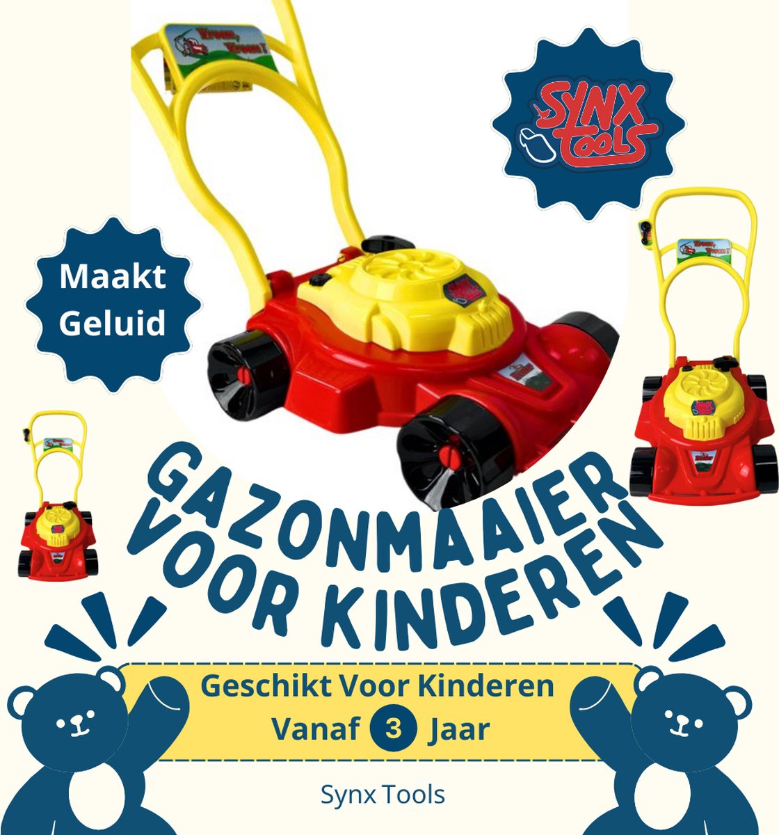 Synx Tools gazonmaaier voor kinderen, geschikt vanaf 3 jaar
