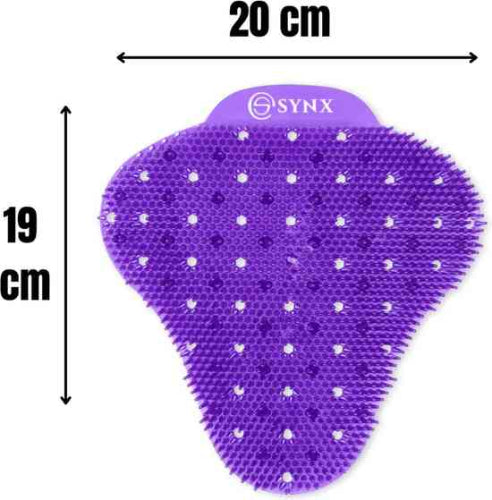 Paarse Urinoirrooster met berrygeur met een lengte van 19 cm en een breedte van 20 cm