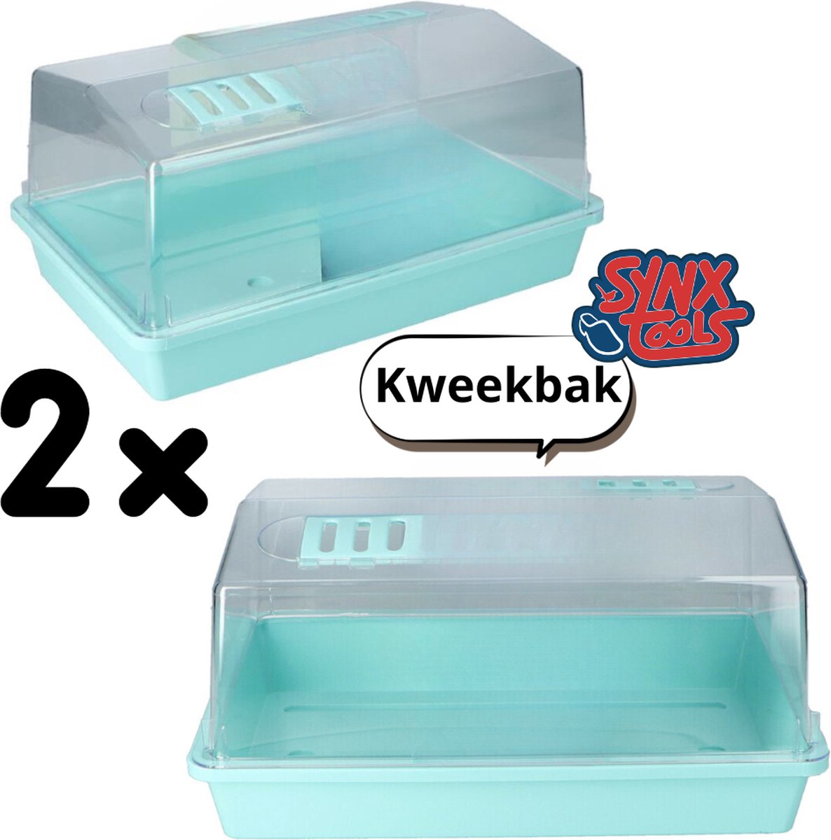 Synx Tools Kweekbak met deksel 37,5 cm - Zaaitray - Kweektray - kweekbak met ventilatie - kweken - Tuinieren/Moestuinbak - Moestuin artikelen - Tuin benodigdheden - Vensterbank