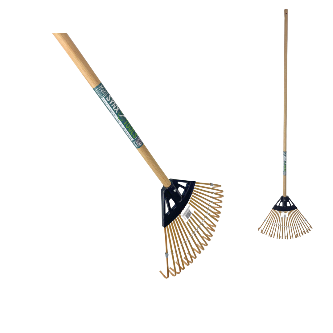 Synx Tools Gazonhark Bamboe Mini - harken - gazon onderhoud - Incl. steel 75 cm