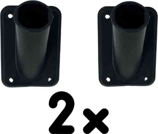 Set van 2 zwarte kunststof vlaggenstokhouders