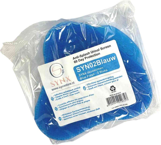 Blauwe urinoirrooster in een verpakking
