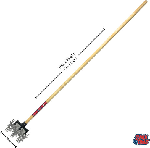 Rolcultivator 21 cm – cultivator tuin – grond losmaken gereedschap met steel