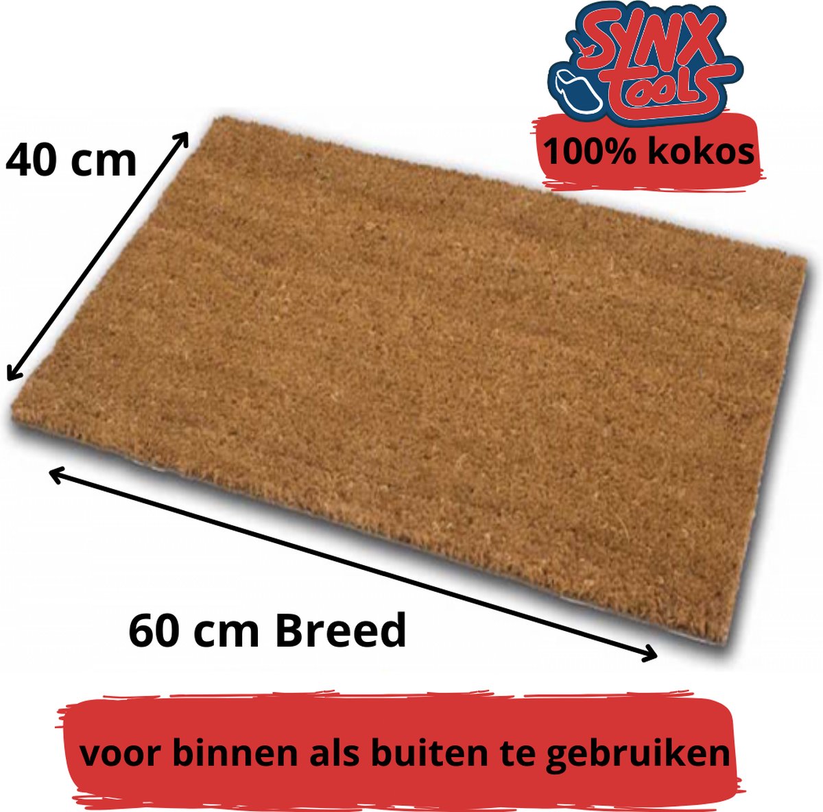 Synx Tools Deurmat Buiten / Binnen Cocos - buitendeurmat - buitenmat - 40x60cm