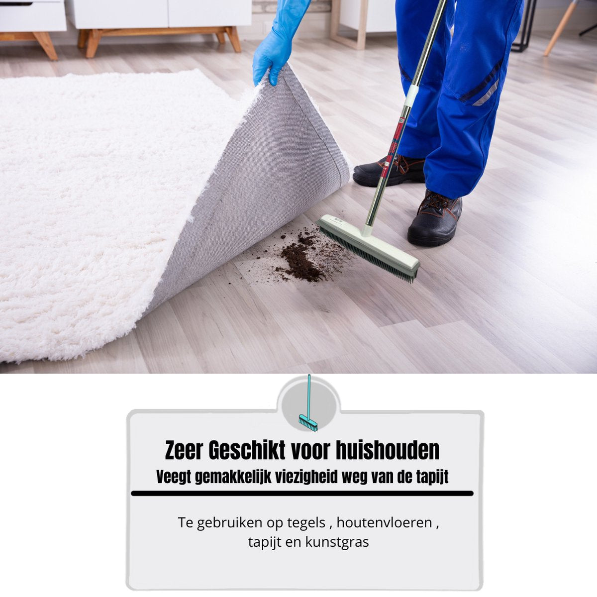 Synx Tools 2 in 1 Rubberen bezem - binnen & buiten - bezem - binnenbezem