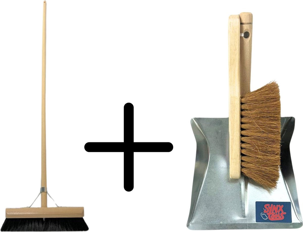 Synx Tools binnen bezem 60cm en Stoffer en blik koko set