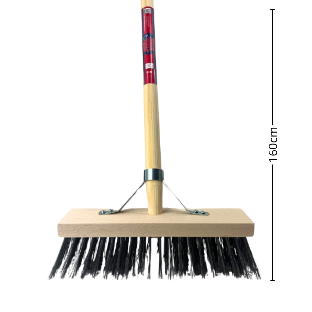 Staaldraad bezem Onkruidbezem met steel - Synx Tools staaldraadbezem met Houten Steel 150 cm