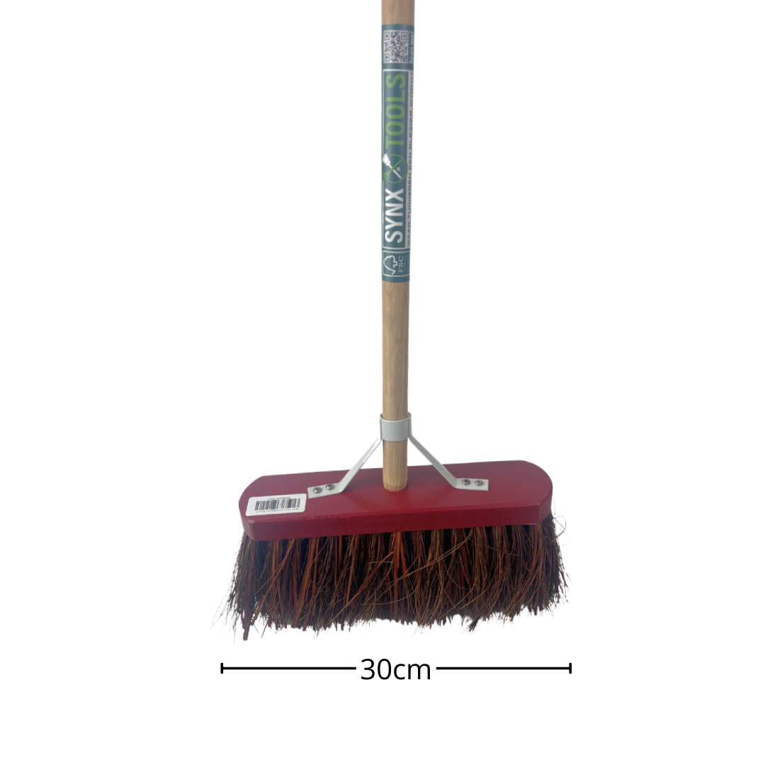 Synx Tools Straßenbesen Becken Rot 30 cm - Hartbesen - Außenbesen - Inkl. Besenstiel 150 cm