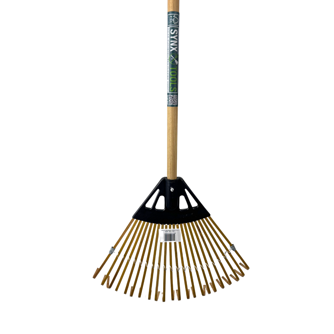 Synx Tools Gazonhark Bamboe Mini - harken - gazon onderhoud - Incl. steel 75 cm