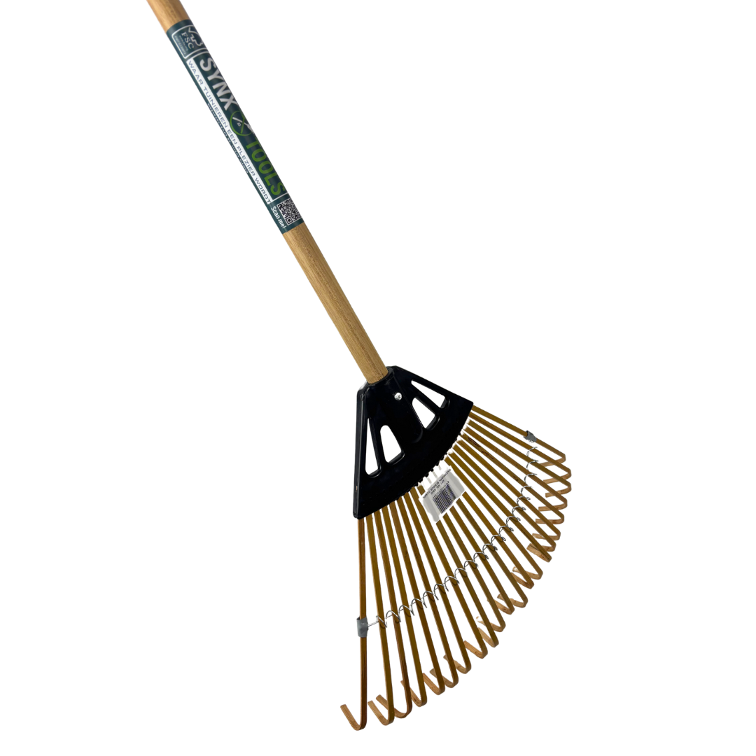 Synx Tools Gazonhark Bamboe Mini - harken - gazon onderhoud - Incl. steel 75 cm