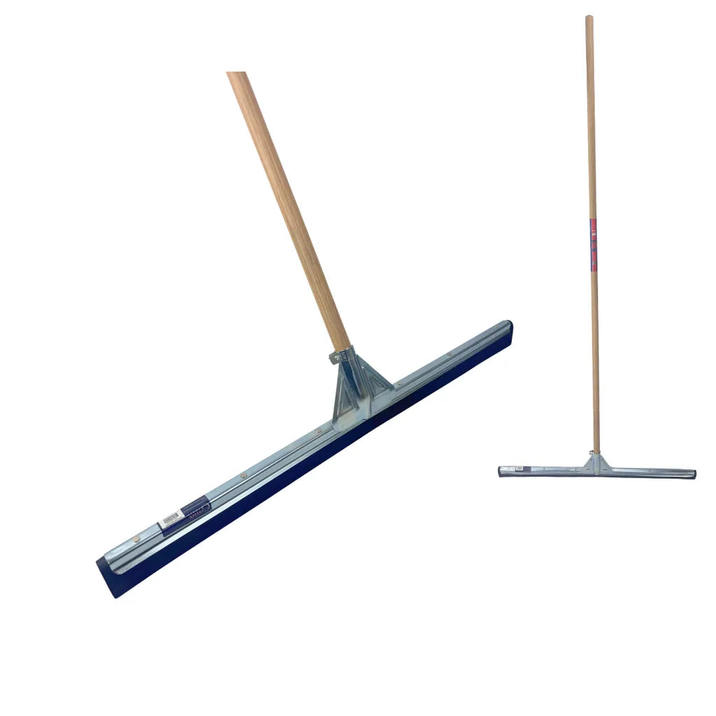 Synx Tools Schrobbezem Union Luiwagen + Werkhandborstel & Vloertrekker 75cm met steel set van 2 – Harde haren – Duurzame houten steel – Streeploos resultaat – Lengte 150cm