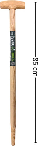 Spade steel 85 cm met T-greep van gewaxt essenhout