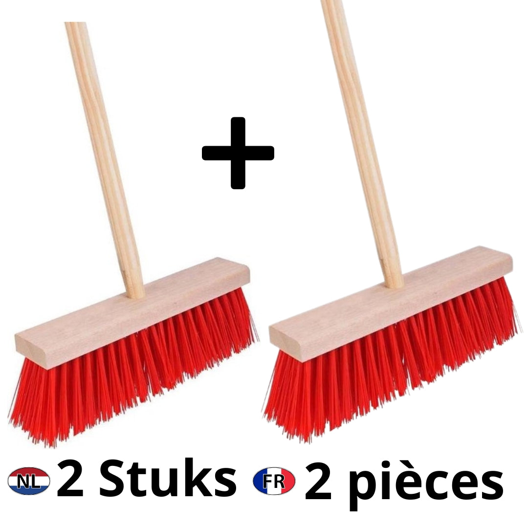 Synx Set 2x Buitenbezem Rood - Tuinartikelen - Veger - 120cm Steel