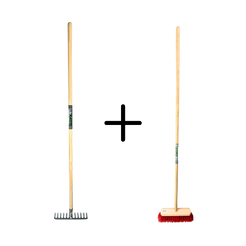 Synx Tools Tuinhark 8 Tanden verzinkt + Nylon Straatbezem 30 cm