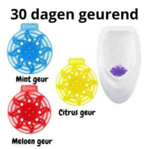 3 verschillende varianten Urinoirmatjes - mint geur - citrus geur - meloen geur