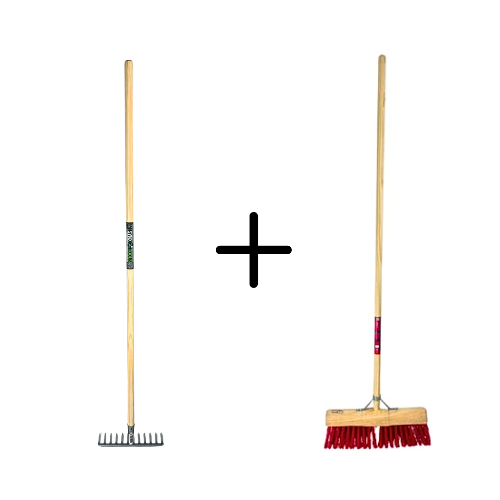 Tuinhark 12 Tanden verzinkt + Nylon Prof Gemeente bezem 45 cm