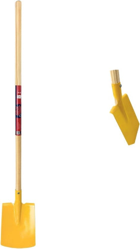 Kinderspade geel met opstapje, houten steel, 73cm