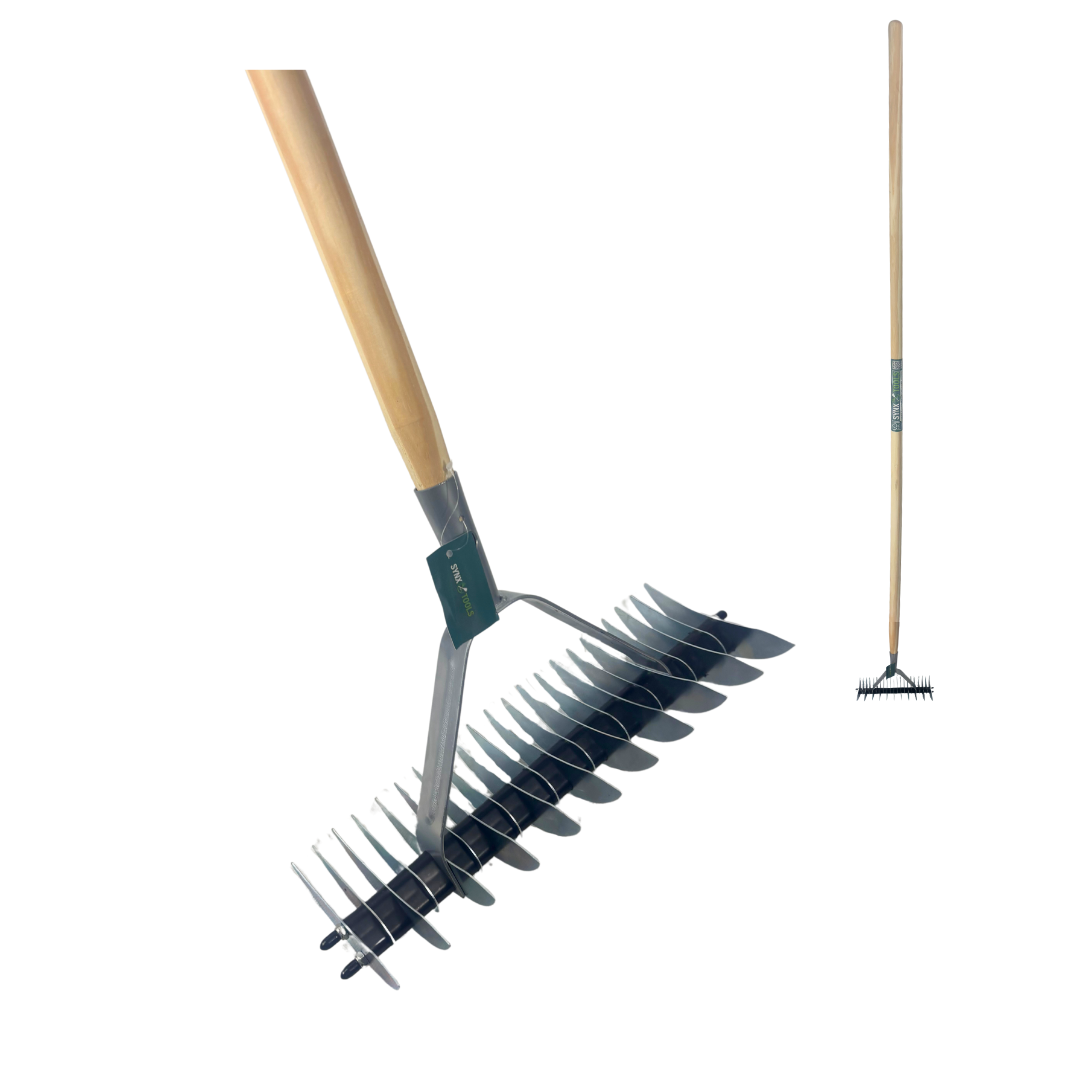 Synx Tools Verticuteerhark - verzinkt - gras verticuteren met hark - Incl. steel 150 cm