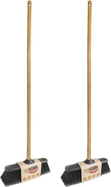 Set van 2 bamboe binnenbezems met 120 cm steel, geschikt voor dagelijks gebruik in huis