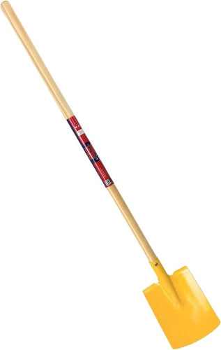 Geel kinderschepje met houten steel, 73cm lengte