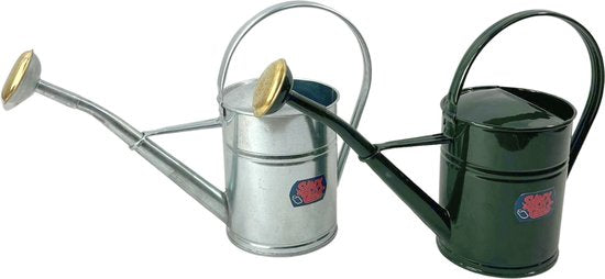Zinken gieter set van 2 liter in groen en zilver met sproeikop – Synx Store