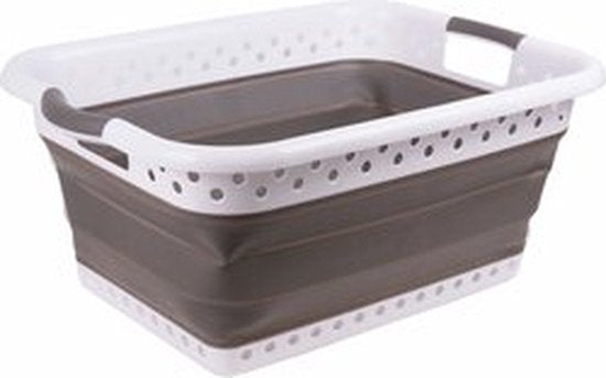 Grijze siliconen opvouwbare wasmand 39 liter