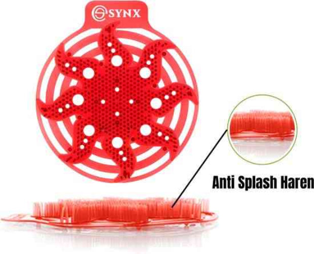 Rode Urinoirmatje met meloengeur en anti-spat borstelharen