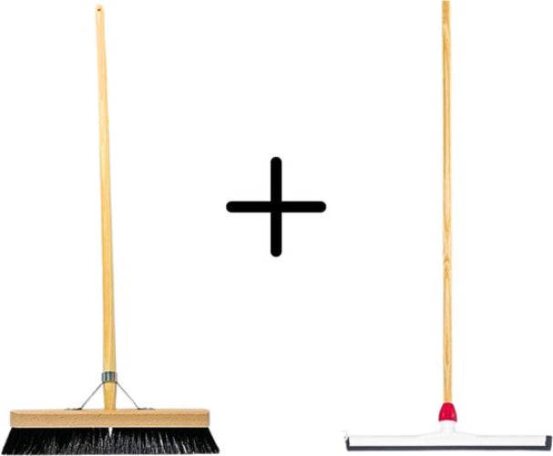 Paardenhaar 40cm + Vloertrekker Kunststof 55cm met Steel 150cm