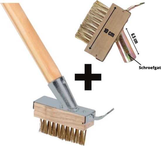 Close-up van de staalborstel en onkruid mes van Synx Tools onkruidborstel