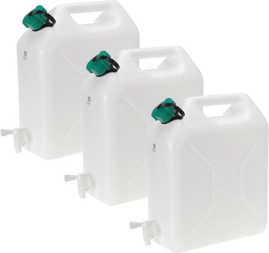 Jerrycan voor water - 1x - 2x - 3x - 4x 10 liter - Kunststof - met kraantje en dop - Camping