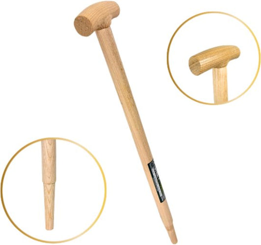 Spade steel 85 cm met T-greep van gewaxt essenhout