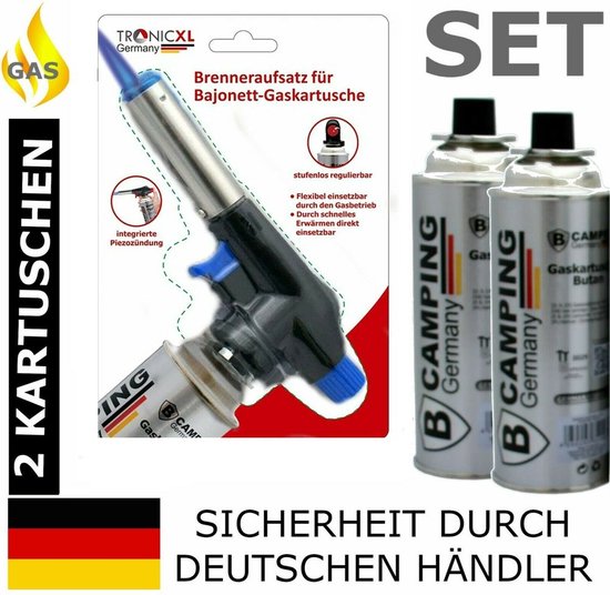 Set van TronicXL branderopzetstuk en twee gascartridges