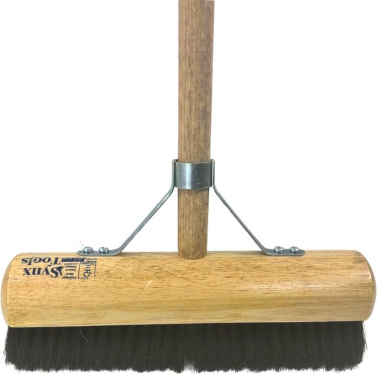 Synx Tools Binnenbezem bezem Zaalveger 30 cm, Paardenhaar, Kamerveger, Zachte bezem 30 cm, Bezem met steel 150 cm