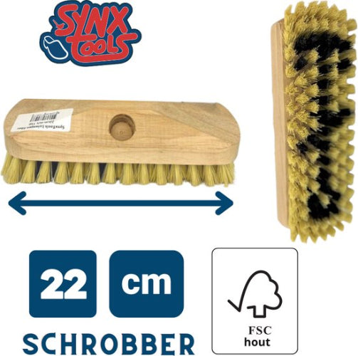 Synx Tools Luiwagen Fiber 22cm – schrobbezem zonder steel – schrobborstel voor tegels en vloeren