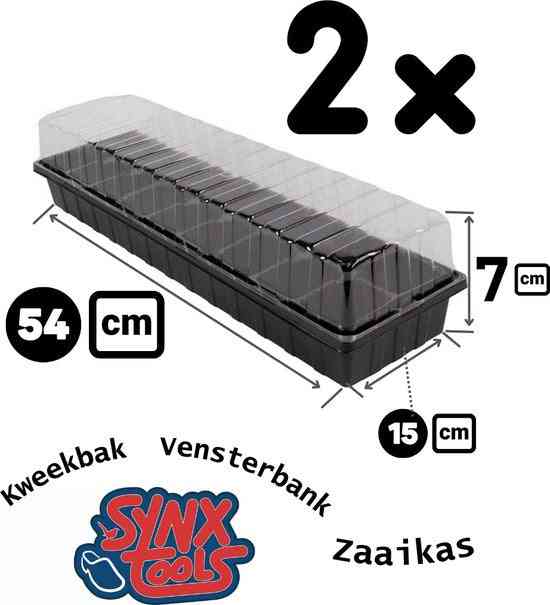 Synx Tools Zaaikas voor vensterbank 2 stuks - zaaitray Multi-Pack - Kweekbak - Zaaikas/ Zaaitray/Kweektray