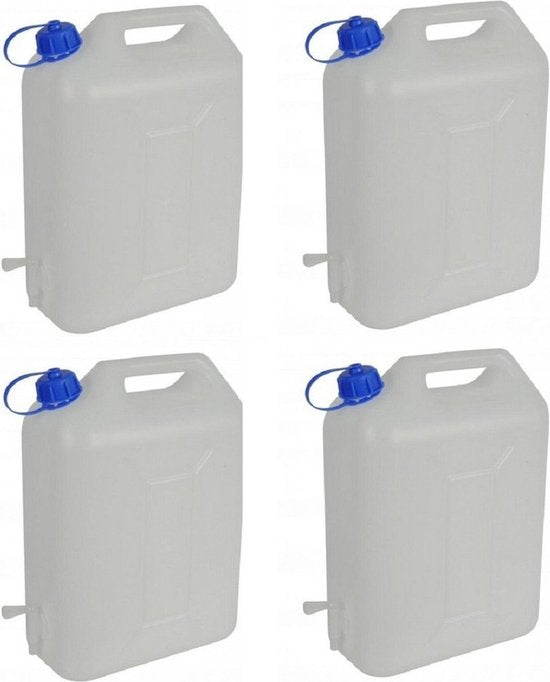 Jerrycan voor water - 1x - 2x - 3x - 4x 10 liter - Kunststof - met kraantje en dop - Camping