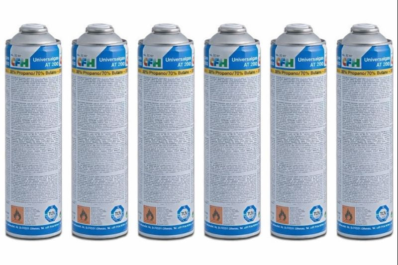 CFH gasflessen set 6x 400 ml butaan propaan navulling voor gasbrander