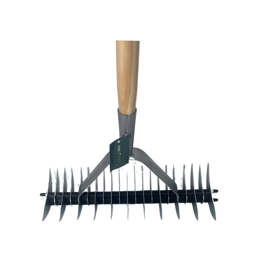 Synx Tools Verticuteerhark - verzinkt - gras verticuteren met hark - Incl. steel 150 cm