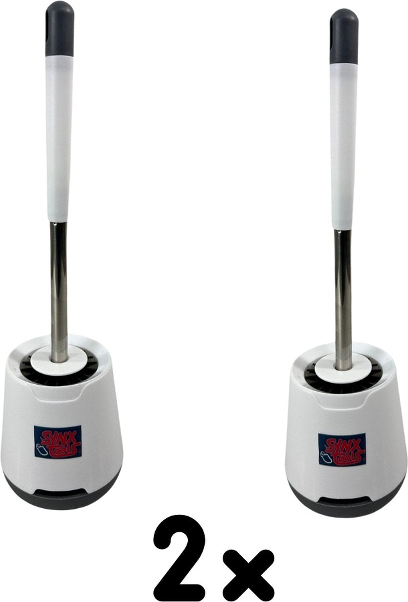 Set van twee witte toiletborstels met houder