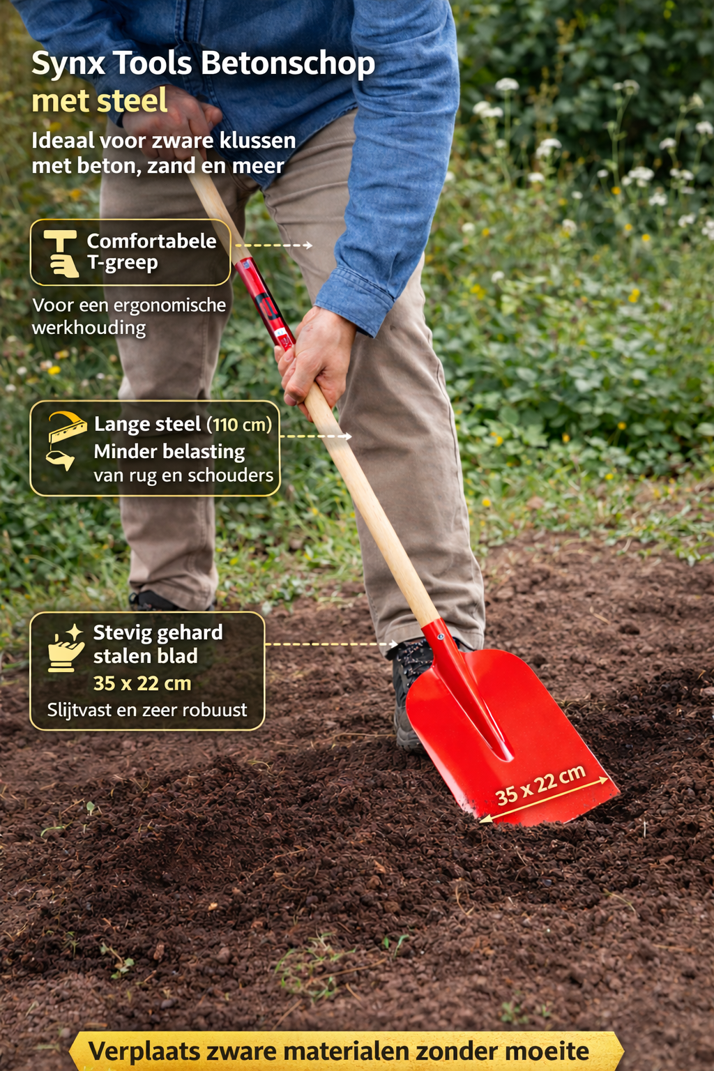Betonschep rood gehard practisch