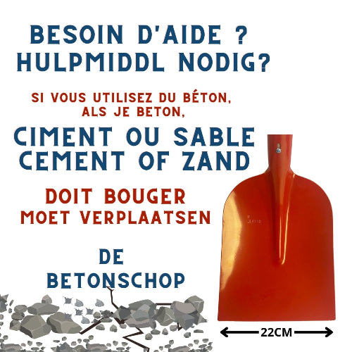 Rode betonschop met gehard stalen blad als hulpmiddel voor het verplaatsen van beton