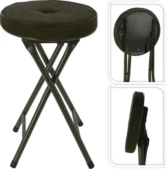 Tabouret/Chaise d'appoint - Pliable - Noir/bleu/Marron/Vert - Ribcord - D33 x H49 cm