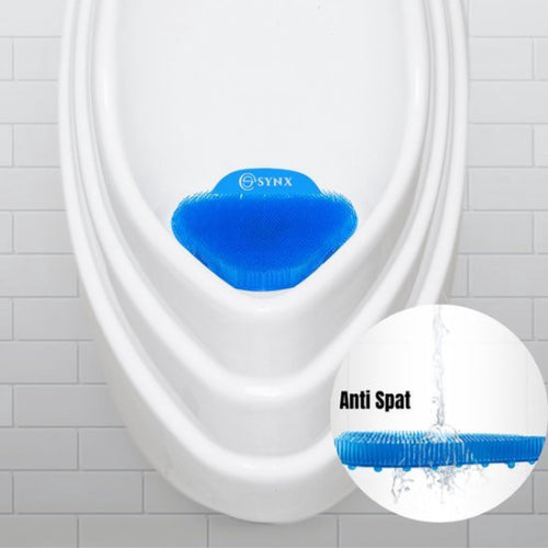 Blauwe urinoirrooster met anti spat haren