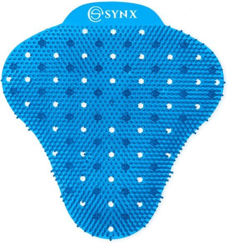 Blauwe urinoirrooster met mintgeur van synx tools